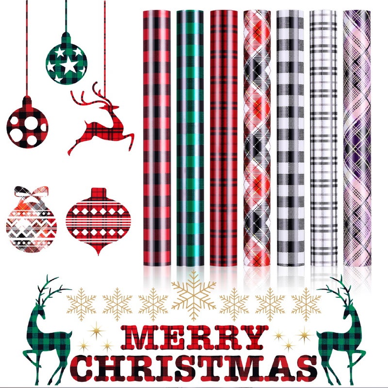 Xinfang Embroidery Christmas Plaid Lettering Film Plaid Snowflake Vinyl 12*10Inch Plaid Heat Transfer Heat Transfer - Image 2