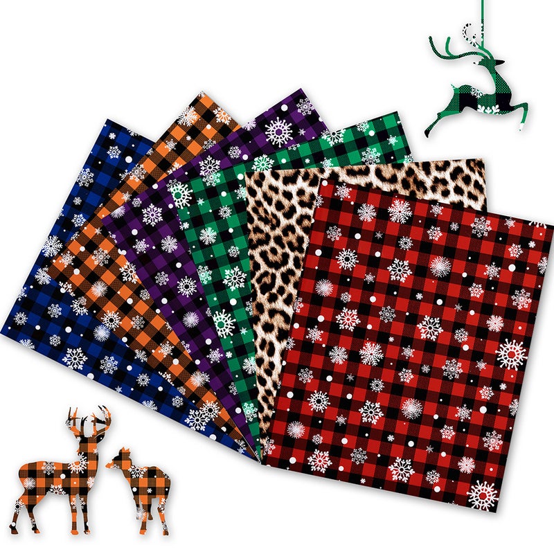 Xinfang Embroidery Christmas Plaid Lettering Film Plaid Snowflake Vinyl 12*10Inch Plaid Heat Transfer Heat Transfer - Image 3