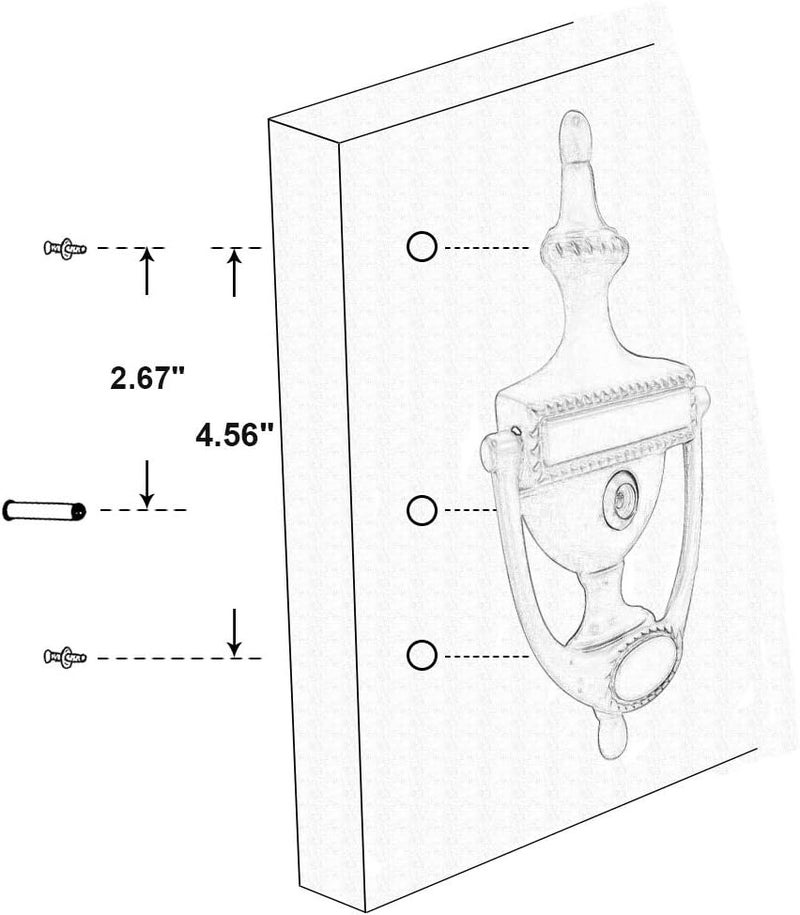 QCAA Solid Brass Door Knocker, Victorian Rope Type, 7-3/8", with 160 Degree Glass Len Door Viewer (UL Listed), Satin Nickel, 1 Pack, Made in Taiwan - Image 3