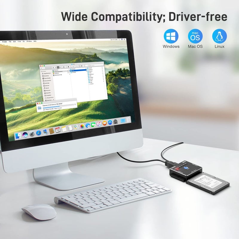 Tobo محول SATA/IDE إلى USB 3.0، كابل محول القرص الصلب للتوافق العالمي مع HDD/SSD الخارجي 2.5/3.5 بوصة، محرك DVD-ROM/CD-ROM/CD-RW 5.25 بوصة، يدعم النسخ غير المتصل TD-S3G-PL06 - Image 4