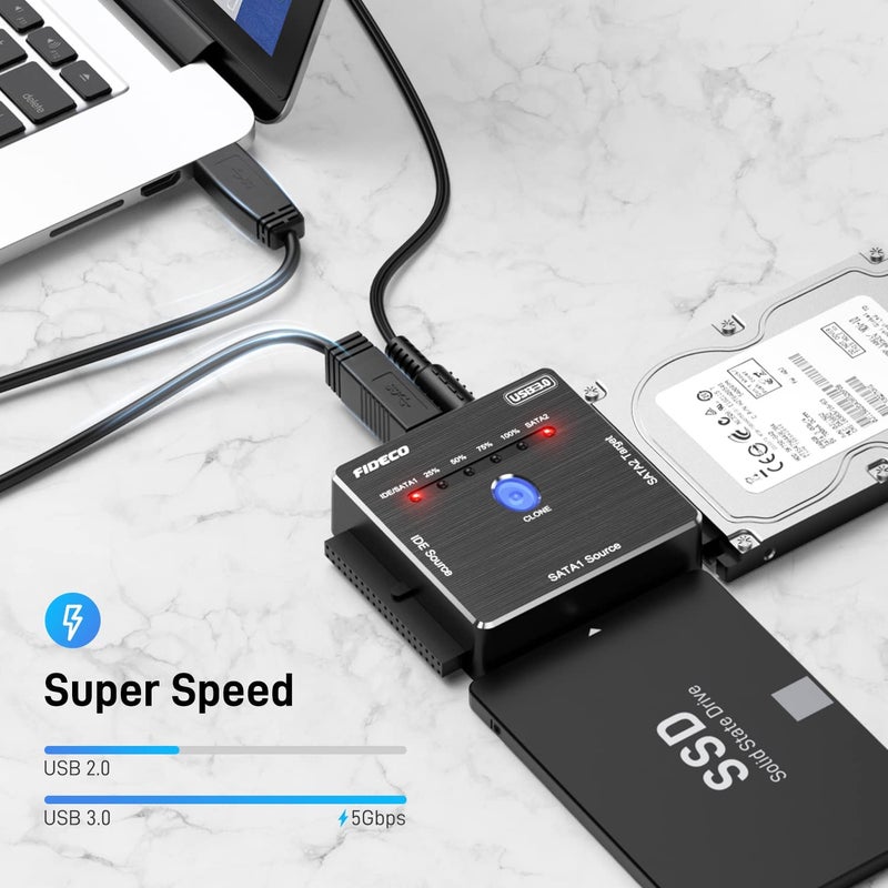 Tobo محول SATA/IDE إلى USB 3.0، كابل محول القرص الصلب للتوافق العالمي مع HDD/SSD الخارجي 2.5/3.5 بوصة، محرك DVD-ROM/CD-ROM/CD-RW 5.25 بوصة، يدعم النسخ غير المتصل TD-S3G-PL06 - Image 2