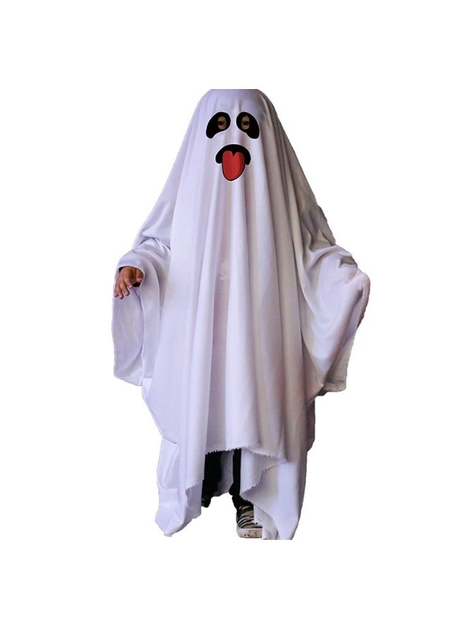 JCB CHIC White Ghost Cape Halloween Costume, Girl Halloween Fancy Dress Cosplay Boy White Boo Ghost Cloak Child Spooky Trick or Treating, Spooky Halloween Costume(L) - Image 1