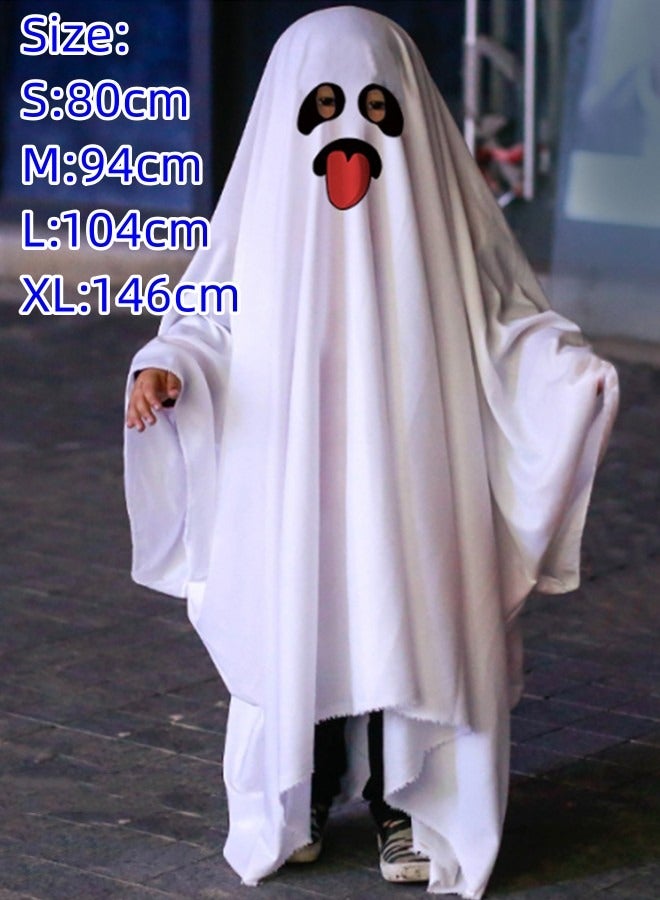 JCB CHIC White Ghost Cape Halloween Costume, Girl Halloween Fancy Dress Cosplay Boy White Boo Ghost Cloak Child Spooky Trick or Treating, Spooky Halloween Costume(L) - Image 3