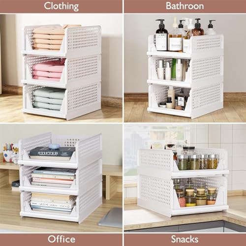 TASMAX Foldable Cloth Organisers for Cupboard, Wardrobe, Clothes, Dresses, Plastic (Basket Large 12) - Image 2