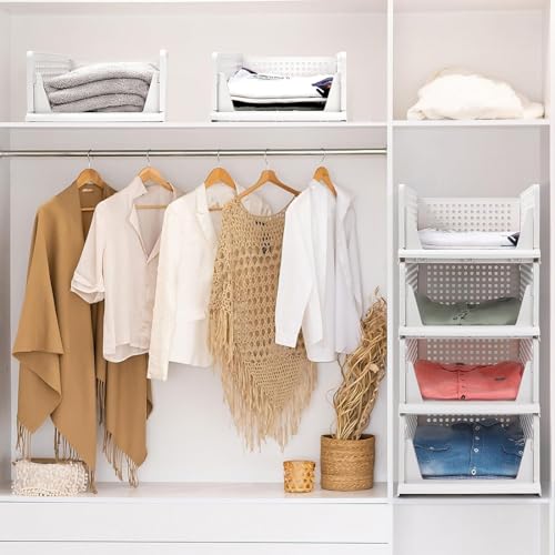 TASMAX Foldable Cloth Organisers for Cupboard, Wardrobe, Clothes, Dresses, Plastic (Basket Large 12) - Image 3