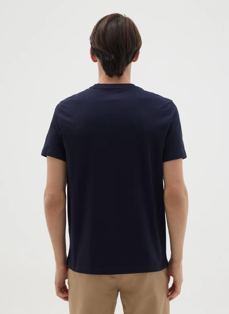 Ovs MEN'S BLUE PURE COTTON REGULAR FIT T-SHIRT