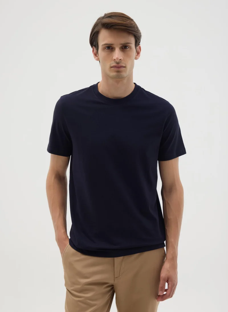 Ovs MEN'S BLUE PURE COTTON REGULAR FIT T-SHIRT
