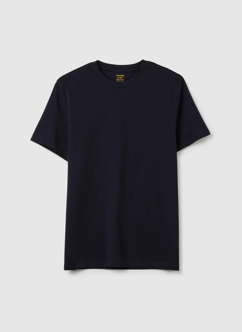 Ovs MEN'S BLUE PURE COTTON REGULAR FIT T-SHIRT