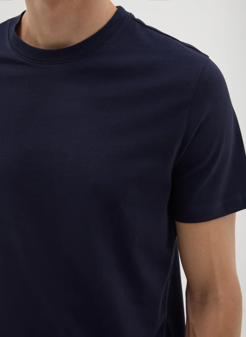 Ovs MEN'S BLUE PURE COTTON REGULAR FIT T-SHIRT