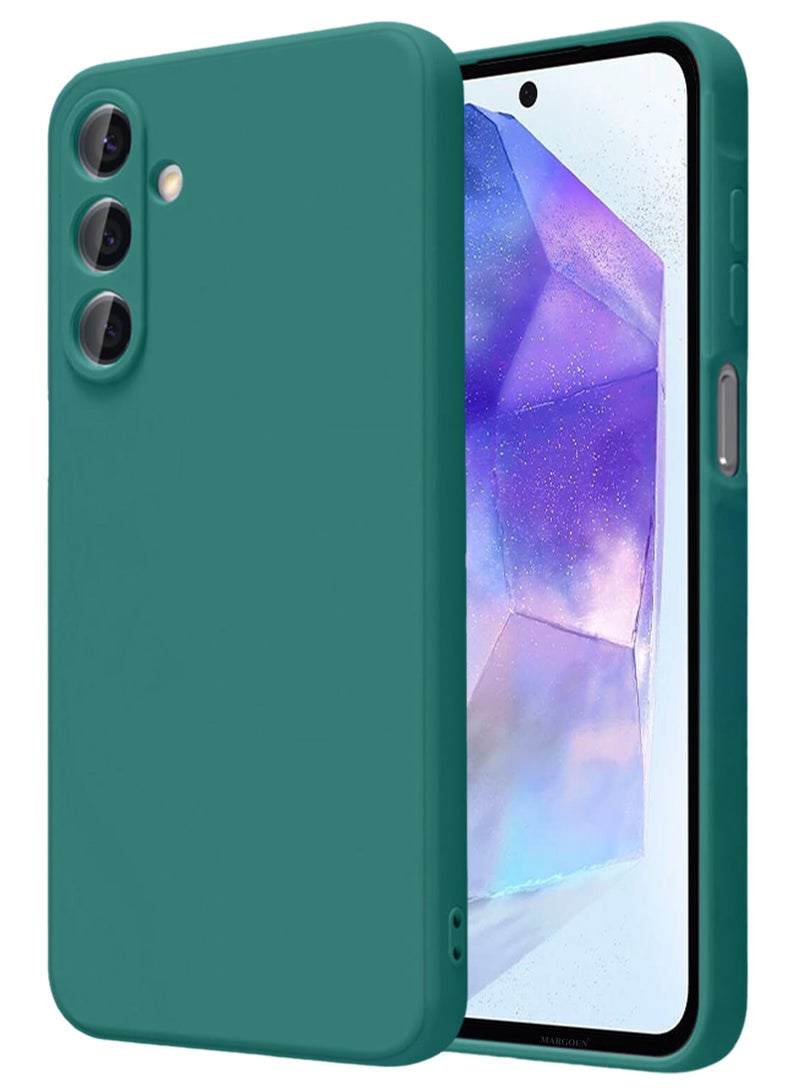 CATANES Liquid Silicone Case for Samsung Galaxy A55 Protective Phone Case with Soft Anti-Scratch Microfiber Lining Utra Slim Drop Protection Phone Cover - Green - Image 1