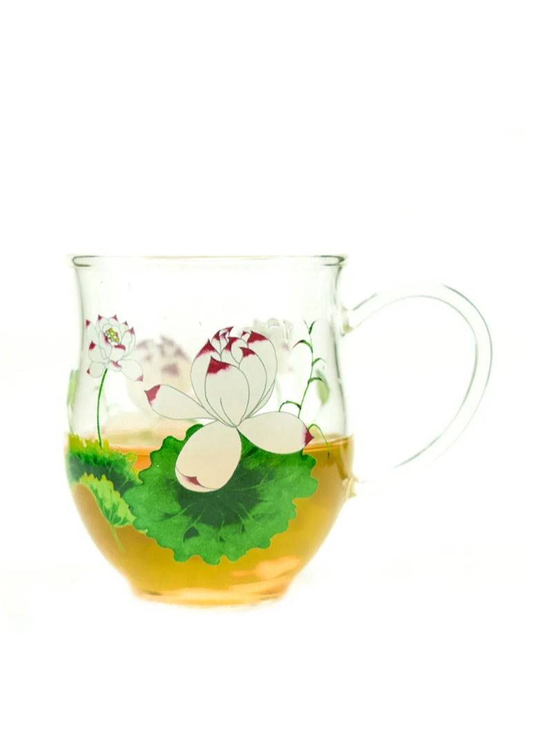 Tealand Clear Lotus Glass Ele Coffee Tea Mugs Drinking Glasses Great for Mocha Latte Milk Cappuccino Water and Juice  (0.2L) 