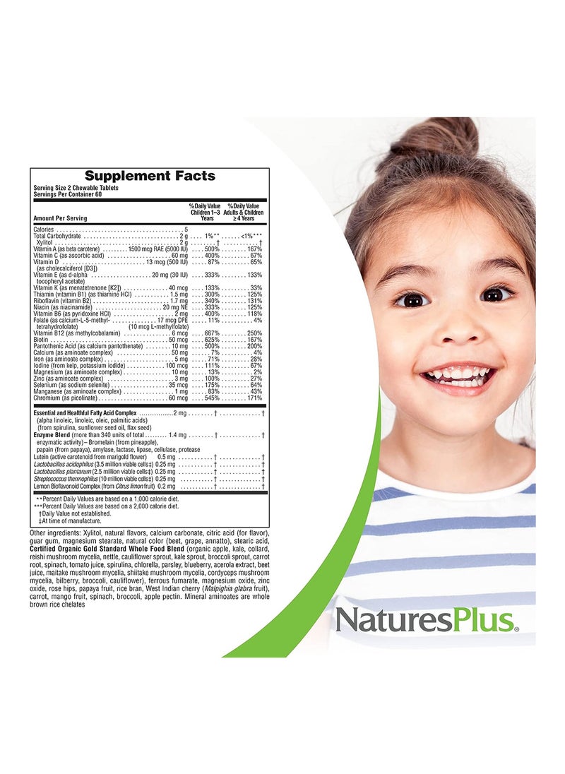 Nature's Plus - Children'S Chewable Multi Vitamin Mineral Supplement Natural Assorted Flavors - 120 Animal Shaped Tablets - Image 1