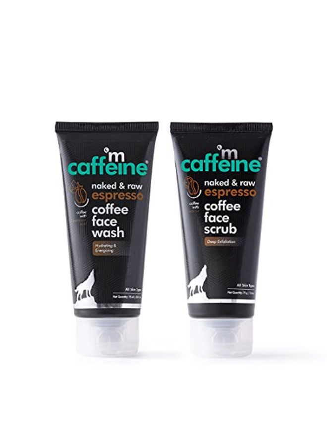 MCaffeine Exfoliating Face Wash & Face Scrub Combo | Espresso Coffee Facial Kit Pack Of 2 (150Ml) | Energizes Skin And Removes Blackheads And Whiteheads - Image 1
