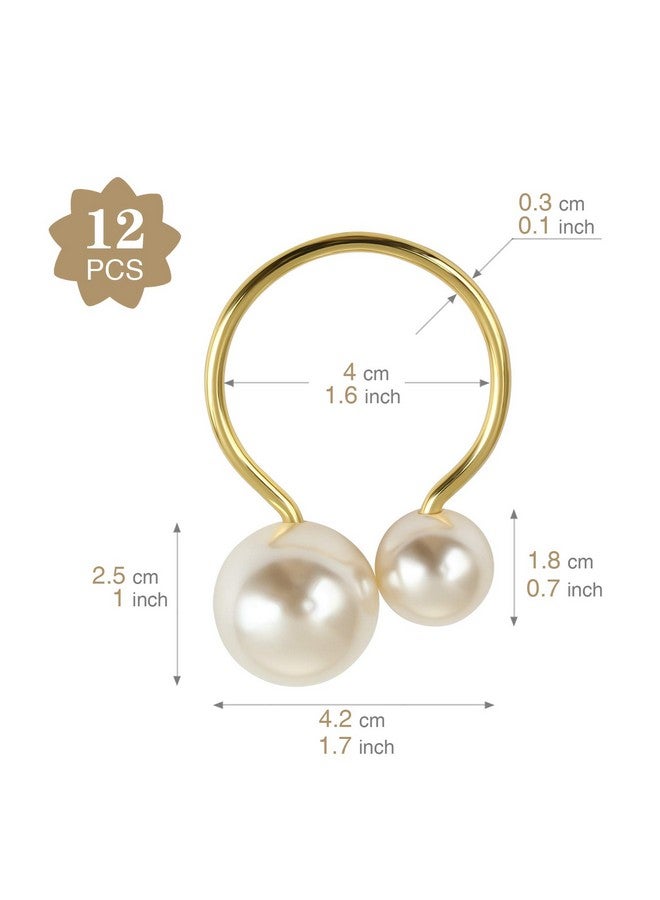 Kesote KESOTE Set of 12 Pearl Napkin Rings, Gold Napkin Ring Holders for Formal or Casual Dinning Table Decor  - Image 3