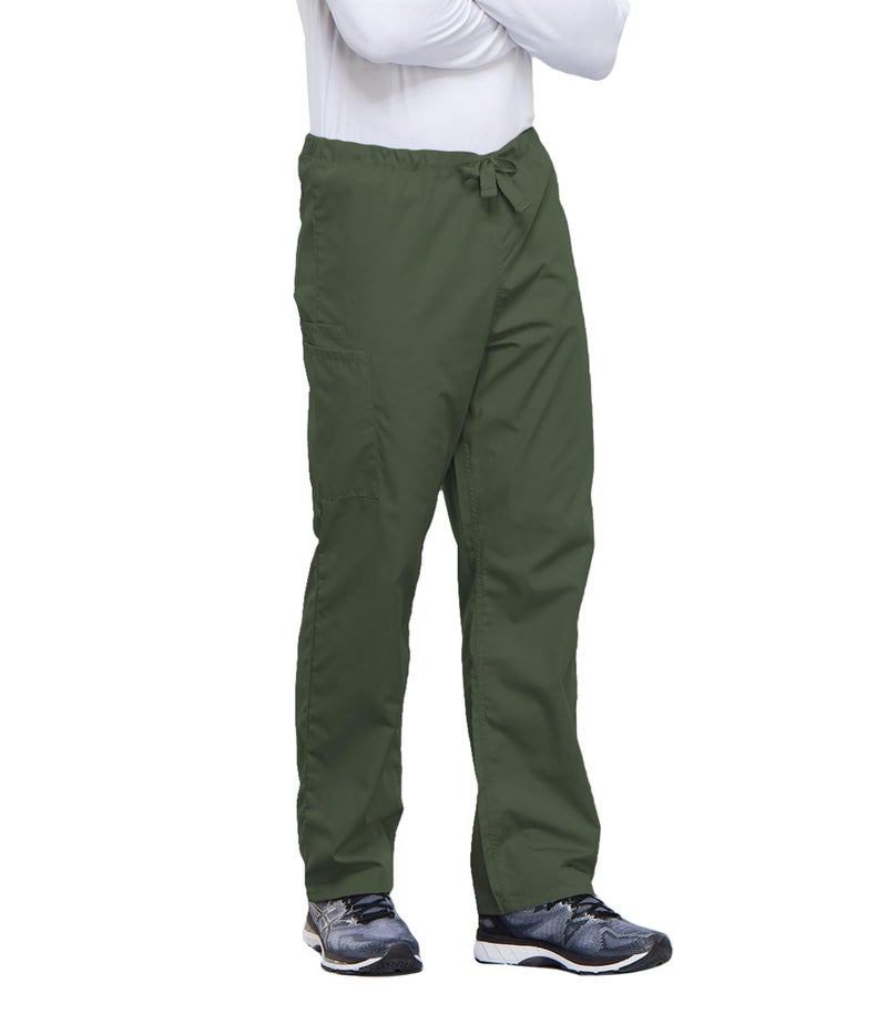 Cherokee Men's Originals Unisex Drawstring Cargo Scrub Pant, Olive, Large/Tall - Image 4