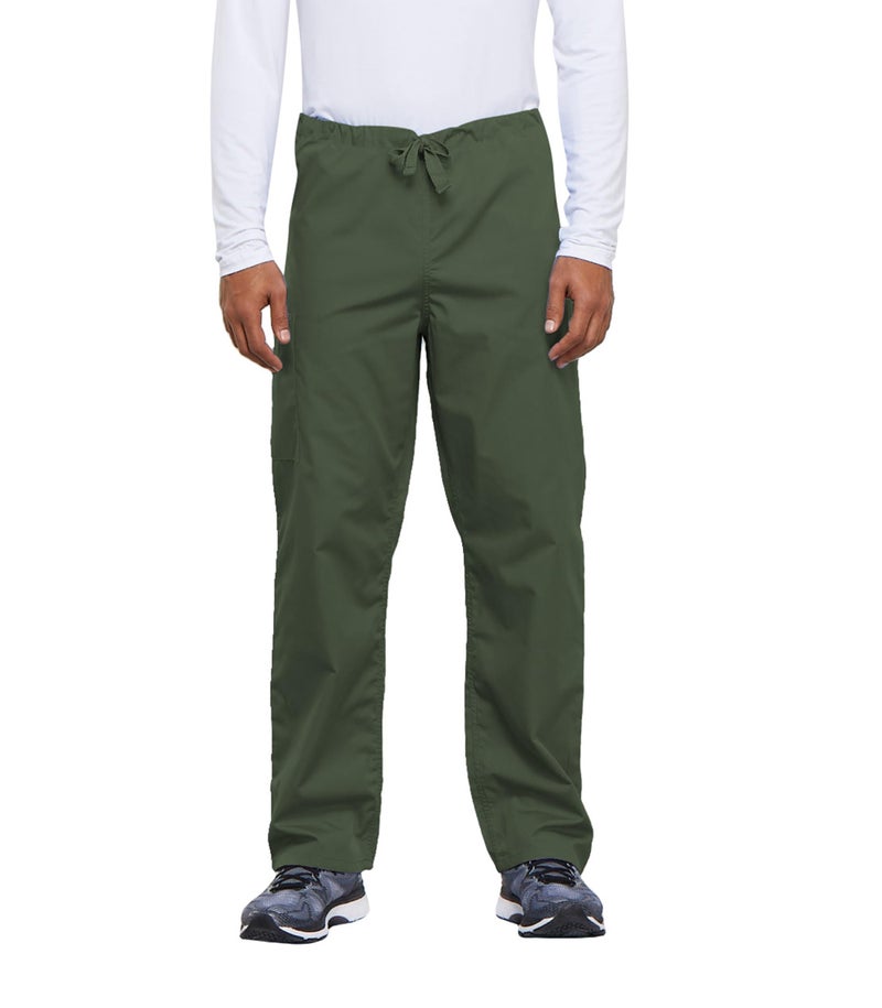 Cherokee Men's Originals Unisex Drawstring Cargo Scrub Pant, Olive, Large/Tall - Image 1
