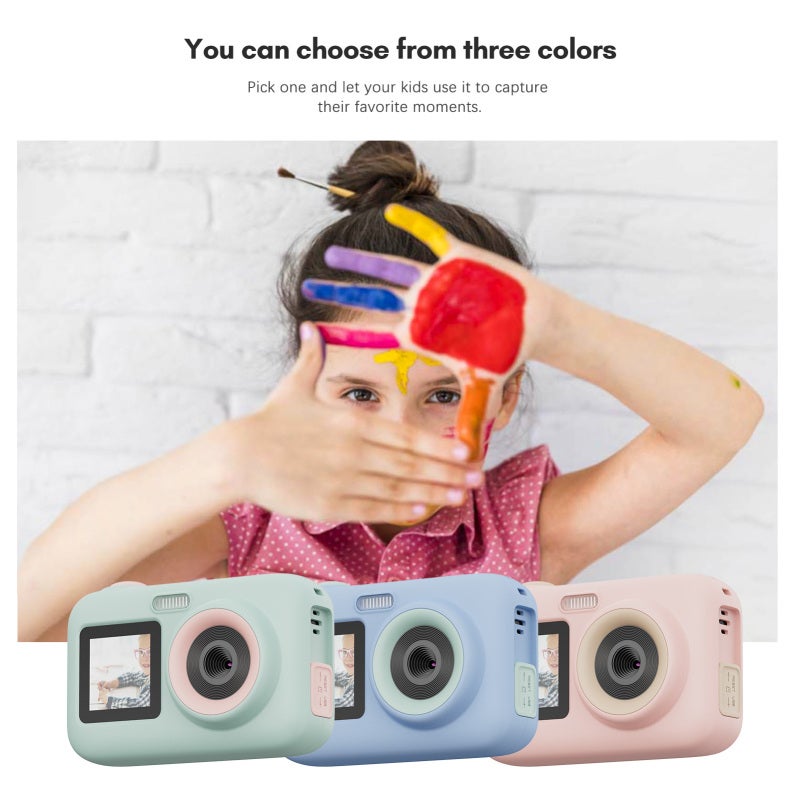 Mini Digital Camera: 12MP Resolution 1080P HD LCD Display Green - Auto Focus & Auto Brightness Digital Video Camera for Kids - Image 3