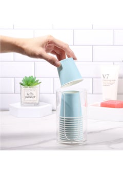 Excefore 2 Pack Plastic Small Disposable Paper Cup Dispenser Storage Holder for Bathroom Vanity Countertops RinsingMouthwash Cups  - Image 5