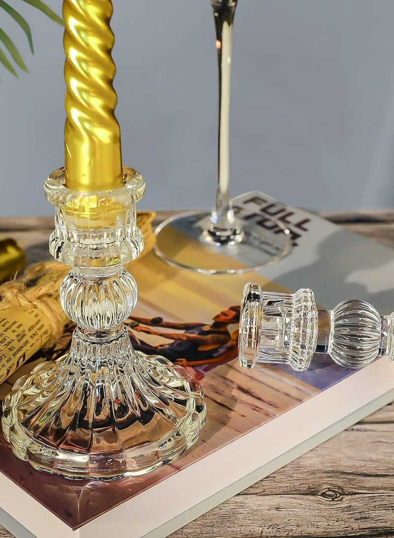 AL RAID Clear Glass Candlestick Holders,6 pcs Set Include Taper Candle Holders and Stripe Candle Holders,Two Style for Formal Events, Wedding, Festival,Church, Party & Festival Decoration - Image 4