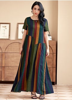 Sweet Round neck Stripe Splicing Regular sleeve Long Dresses Variant Color - pzsku/ZF3C36CCA2CE463DE5876Z/45/_/1735628568/8207bf74-00b9-4c3e-a514-509beab2f6f3