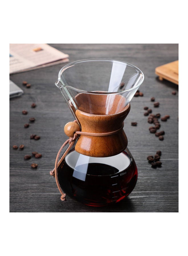 NIBEMINENT Pour Over Coffee Maker 27oz Paperless Glass Carafe with Stainless Steel Filter And Wood Sleeve Brown/Clear  - Image 5