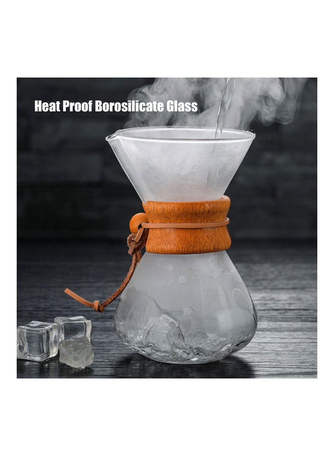 NIBEMINENT Pour Over Coffee Maker 27oz Paperless Glass Carafe with Stainless Steel Filter And Wood Sleeve Brown/Clear  - Image 3