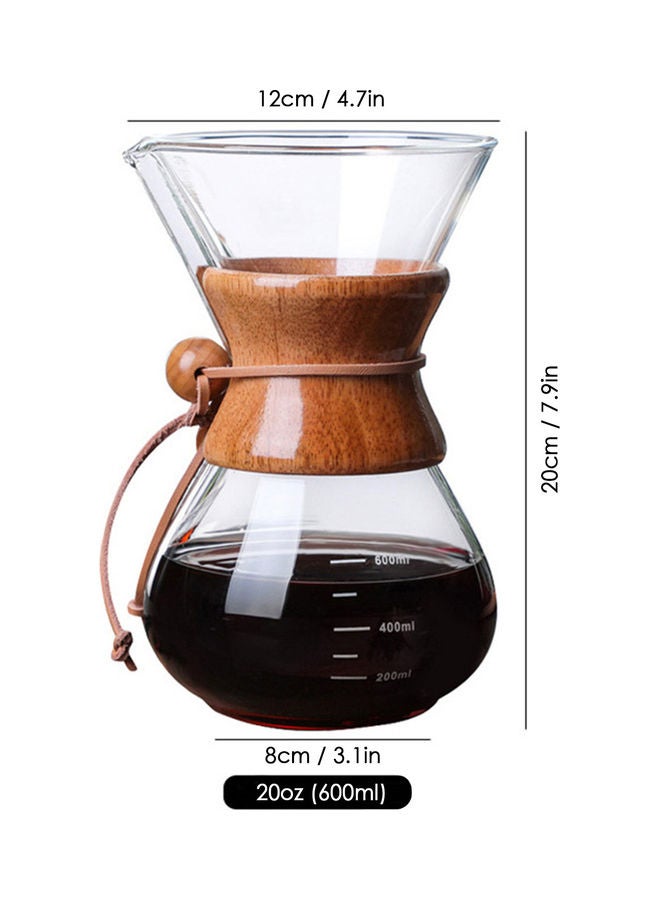 NIBEMINENT Pour Over Coffee Maker 27oz Paperless Glass Carafe with Stainless Steel Filter And Wood Sleeve Brown/Clear  - Image 2
