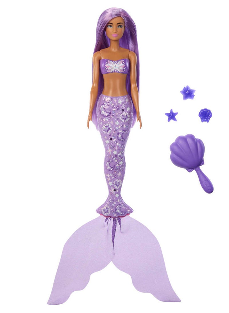 Barbie دمية حورية البحر من سلسلة كشف الألوان مع ملحقات و 6 مفاجآت بما في ذلك تغيير اللون و تعليقات (قد تختلف الأنماط) - Image 3