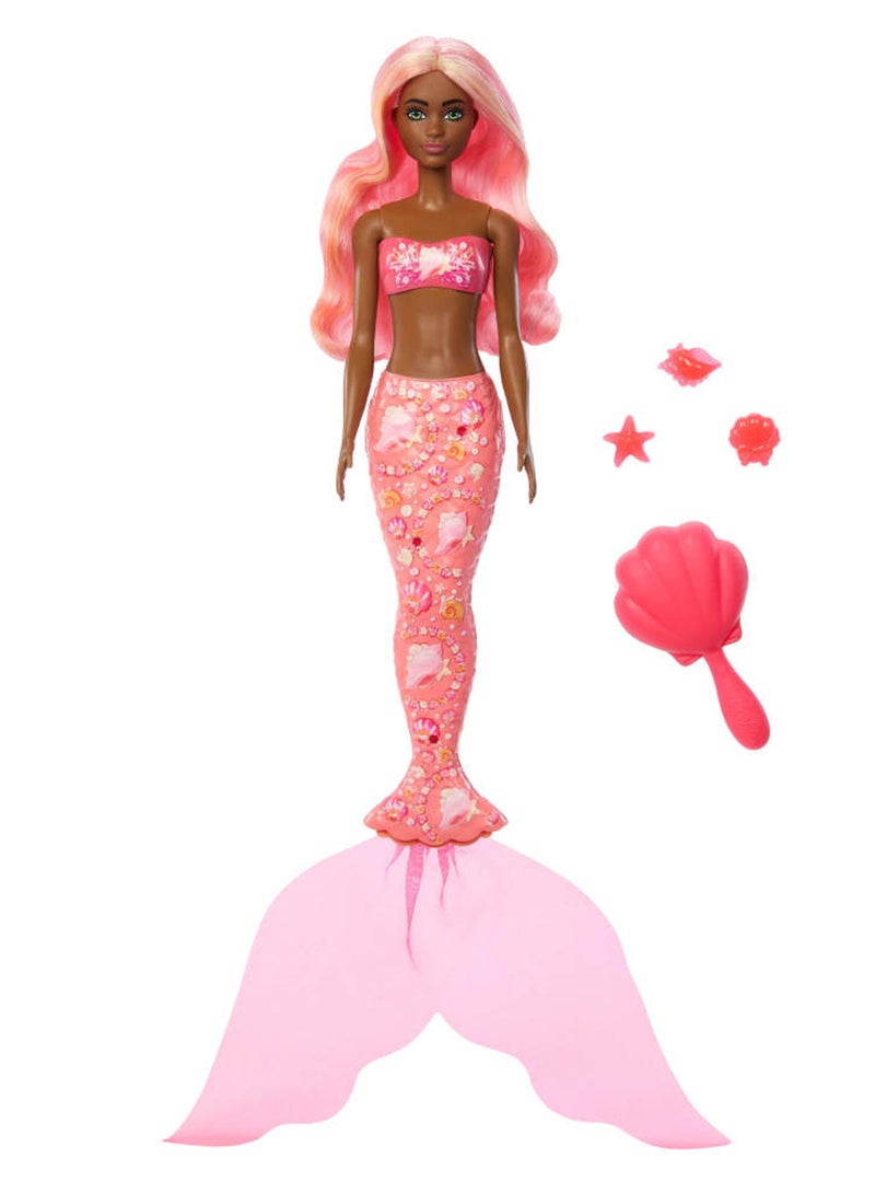 Barbie دمية حورية البحر من سلسلة كشف الألوان مع ملحقات و 6 مفاجآت بما في ذلك تغيير اللون و تعليقات (قد تختلف الأنماط) - Image 5