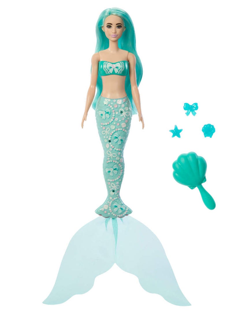 Barbie دمية حورية البحر من سلسلة كشف الألوان مع ملحقات و 6 مفاجآت بما في ذلك تغيير اللون و تعليقات (قد تختلف الأنماط) - Image 4
