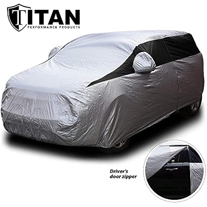 Titan Lightweight Car Cover | Compact SUV | Fits Toyota RAV4, Honda CR-V, Nissan Rogue, and More | Waterproof Cover Measures 187 Inches, Includes a Cable and Lock and Driver-Side Door Zipper - Image 3