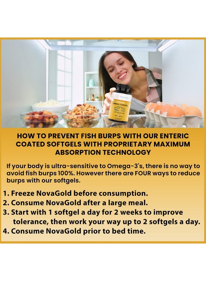 Nova Lucia Omega 3 Burpless Fish Oil Supplement 2000mg Max Strength Maintain Healthy Heart, Sharper Brain, Shiny Hair, Boost Immune System, High Potency EPA & DHA Vitamin E, Non-GMO 120 Small Liquid Softgels - Image 2