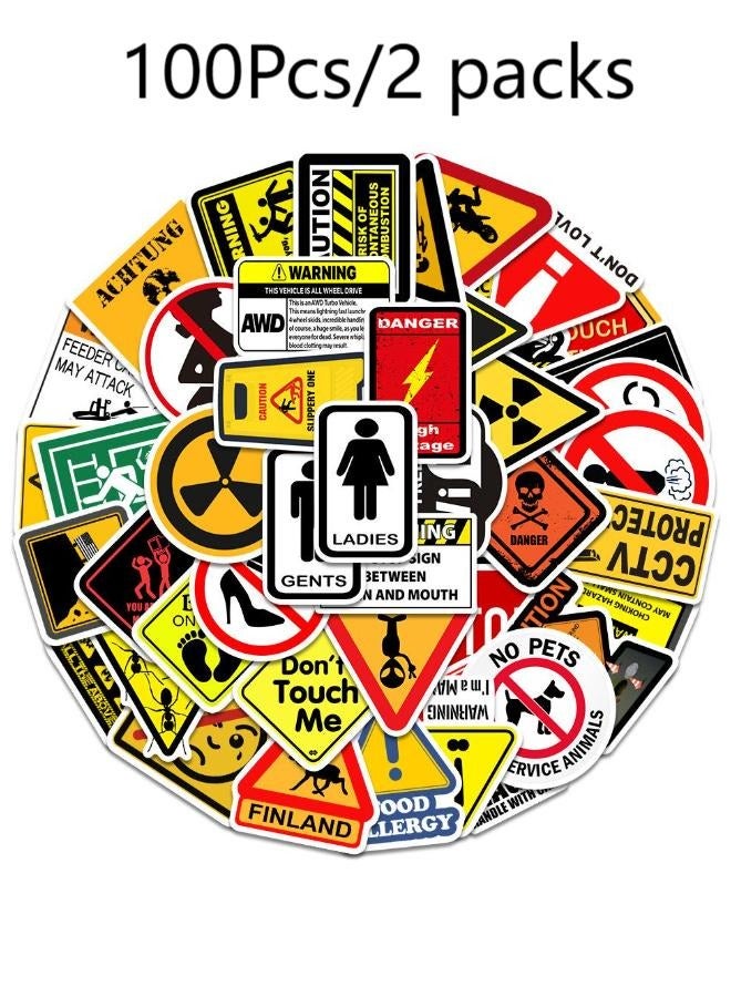 Free Air Two Sets in Total 100 Non infringement Warning Signs Cartoon Stickers, Laptop Stickers, Guitar Stickers,Luggage Stickers - Image 1