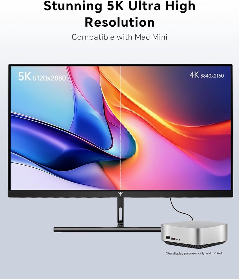 KTC 27 Inch 5K Monitor, 5120 x 2880 5K2K Monitor with 65W Type-C Port, Dual Mode Computer Monitors Compatible with Mac mini, IPS Panel, HDR 400, 217 PPI, 135% sRGB, HDMI DisplayPort, Tilt, H27P3 - Image 2