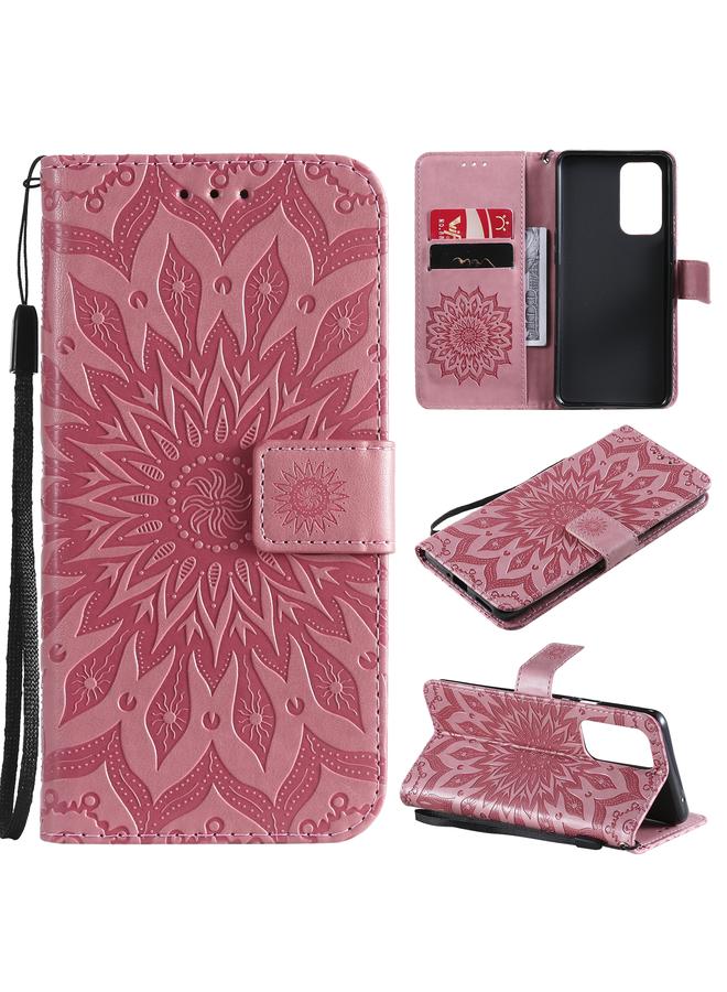 The Bros Case For OnePlus 9 Pro Sun Embossing Pattern Horizontal Flip Leather Case with Card Slot & Holder & Wallet & Lanyard