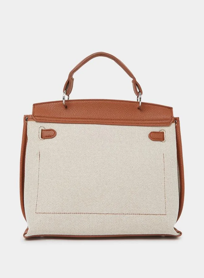 ستايلي Cream Contrast Flap Detail Handbag