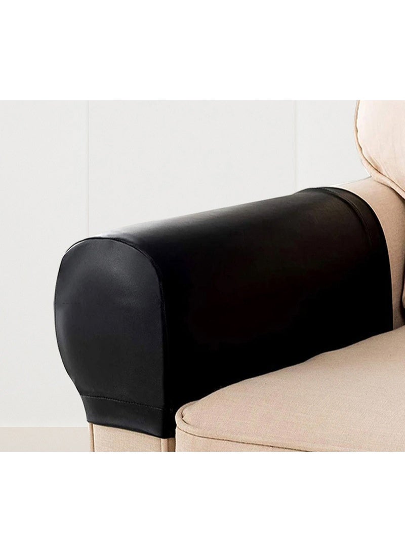 أغطية مساند الذراعين للأريكة من الجلد الصناعي، مجموعة من 2 قطعة - Image 1