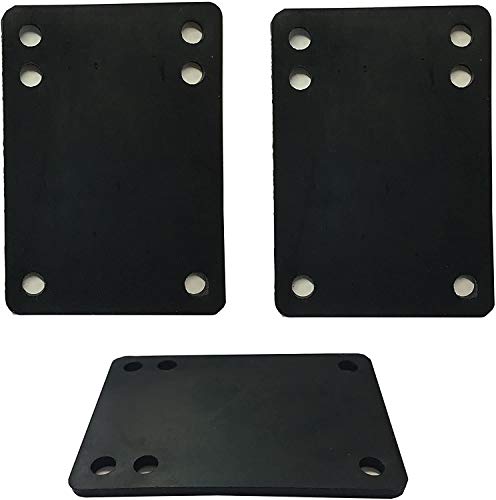 VJ Longboard Skateboard Riser Pads, Rubber, Set of 2, Size 3mm (1/8") 6mm (1/4") 12mm (1/2") 14mm Angle Wedge Riser Pads, Black (3mm) - Image 2