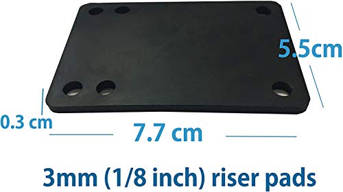 VJ Longboard Skateboard Riser Pads, Rubber, Set of 2, Size 3mm (1/8") 6mm (1/4") 12mm (1/2") 14mm Angle Wedge Riser Pads, Black (3mm) - Image 4
