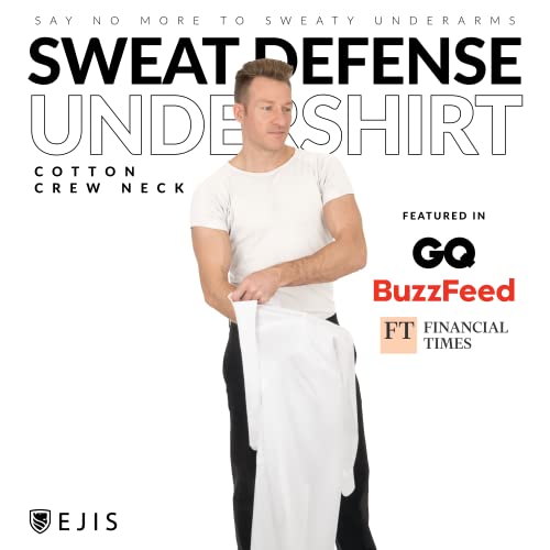 Ejis Sweatproof Undershirt for Men | Crew Neck Cotton | Classic Fit T Shirt with Sweat Pads | Odor Resistant | Blocks Sweat (Small, White) - Image 5