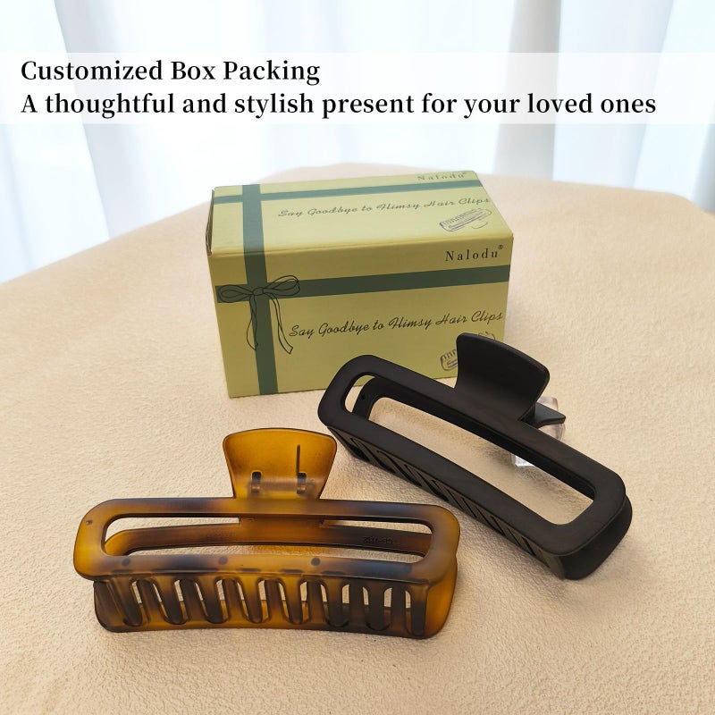 Nalodu Hair Claw Clips 5 Inch Unbreakable Extra Large Square Rectangle Matte XL Claw Clip Clamp Neutral Colors for Thick Curly Long Hair Women - 2 Pack - Image 4