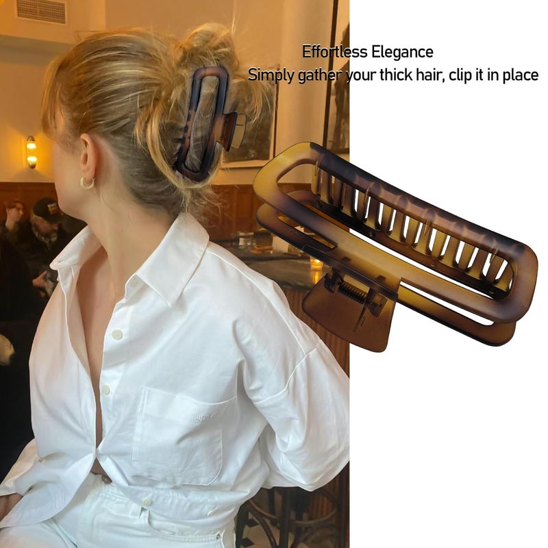 Nalodu Hair Claw Clips 5 Inch Unbreakable Extra Large Square Rectangle Matte XL Claw Clip Clamp Neutral Colors for Thick Curly Long Hair Women - 2 Pack - Image 2