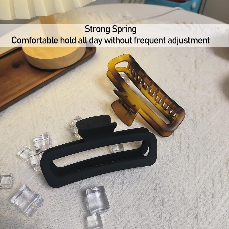 Nalodu Hair Claw Clips 5 Inch Unbreakable Extra Large Square Rectangle Matte XL Claw Clip Clamp Neutral Colors for Thick Curly Long Hair Women - 2 Pack - Image 5