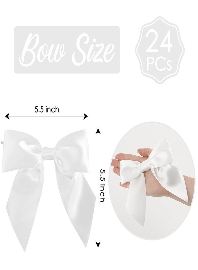 AIMUDI White Satin Bows 5.5" Bows for Gift Wrapping Satin Twist Tie Bows Premade Ribbon Bows for Treat Bags Invitations Baskets Crafts Wreaths Wedding Birthday Baby Shower Party Decorations, 24 PCs - Image 2