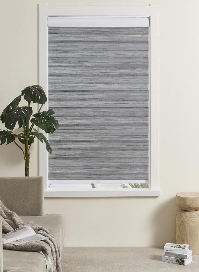 JIANGPIN TEXTILE ستائر زيبرا لاسلكية من جيانغبين تيكستايل، ستائر نوافذ زيبرا، ستائر رول شفافة، ستائر لتصفية الضوء والخصوصية للمنزل والمطبخ والحمام (عرض 20 بوصة × ارتفاع 72 بوصة، رمادي) - Image 2