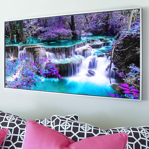YALKIN Square 5D Diamond Painting Kits for Adults, Waterfall Large Diamond Art Kits Full Drill Diamond Painting Kit for Adult Beginners, DIY Crystal Picture Art for Home Wall Decor 40x70CM/15.8x27.6in - Image 3