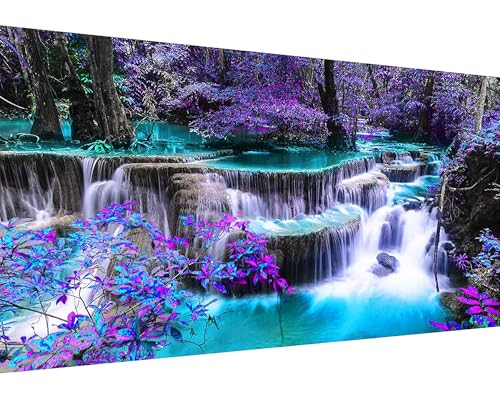 YALKIN Square 5D Diamond Painting Kits for Adults, Waterfall Large Diamond Art Kits Full Drill Diamond Painting Kit for Adult Beginners, DIY Crystal Picture Art for Home Wall Decor 40x70CM/15.8x27.6in - Image 1