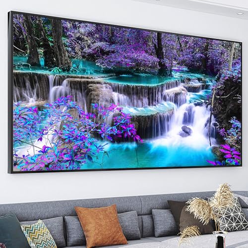 YALKIN Square 5D Diamond Painting Kits for Adults, Waterfall Large Diamond Art Kits Full Drill Diamond Painting Kit for Adult Beginners, DIY Crystal Picture Art for Home Wall Decor 40x70CM/15.8x27.6in - Image 4