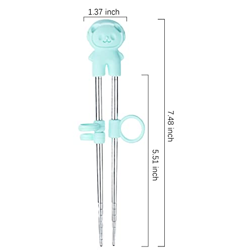 tokerut 2 Pairs training chopsticks Learning Chopstick Helper Reusable Stainless Steel for Beginner Chopsticks Pink & Blue - Image 2