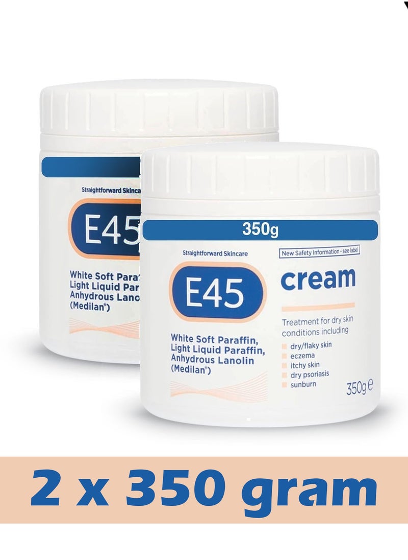 e45 - Dry Skin Conditions Dermatological, Eczema , sunburn, Itchy Skin Treatment Cream 2x350 g - Image 1